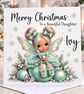 Personalised Fairy Christmas Card-Add Name & Relation-Cute Mint Green Xmas Card