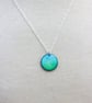 Turquoise and Lime Green Circle Enamel Pendant - Image 2