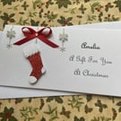Personalised Christmas Gift Voucher Money Wallet Any Name and Greeting