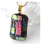 Red Tartan Glass 234 Pendant Gold plated chain - Image 6