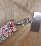 Floral Fabric Wristlet Keyring, Ditsy Cotton Wristlet, Red & Pink on Cream - Image 4