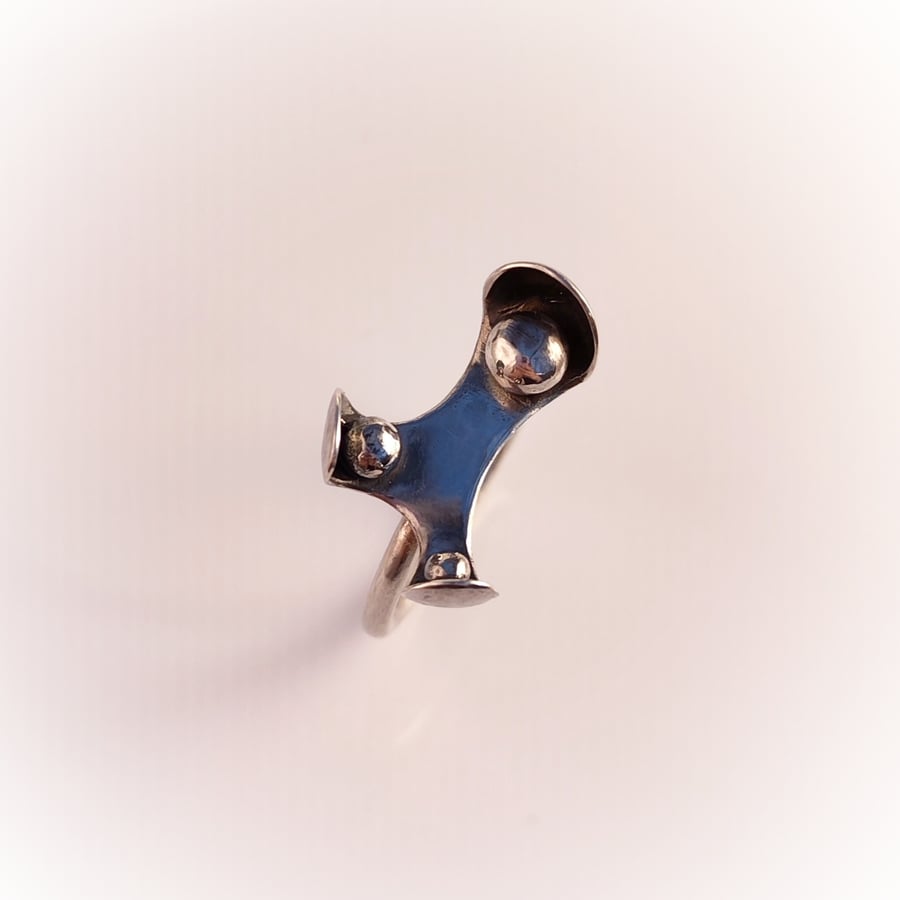 Abstract sterling silver ring