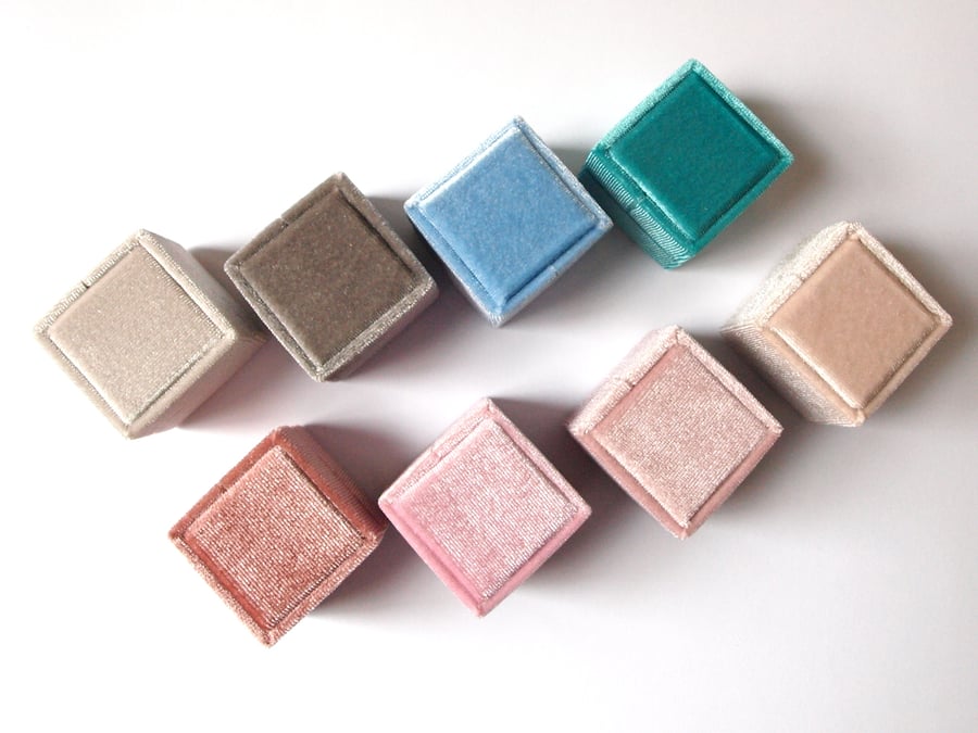 Luxurious Velvet Ring Box for Engagement Ring, Wedding Ring or Ring Bearer