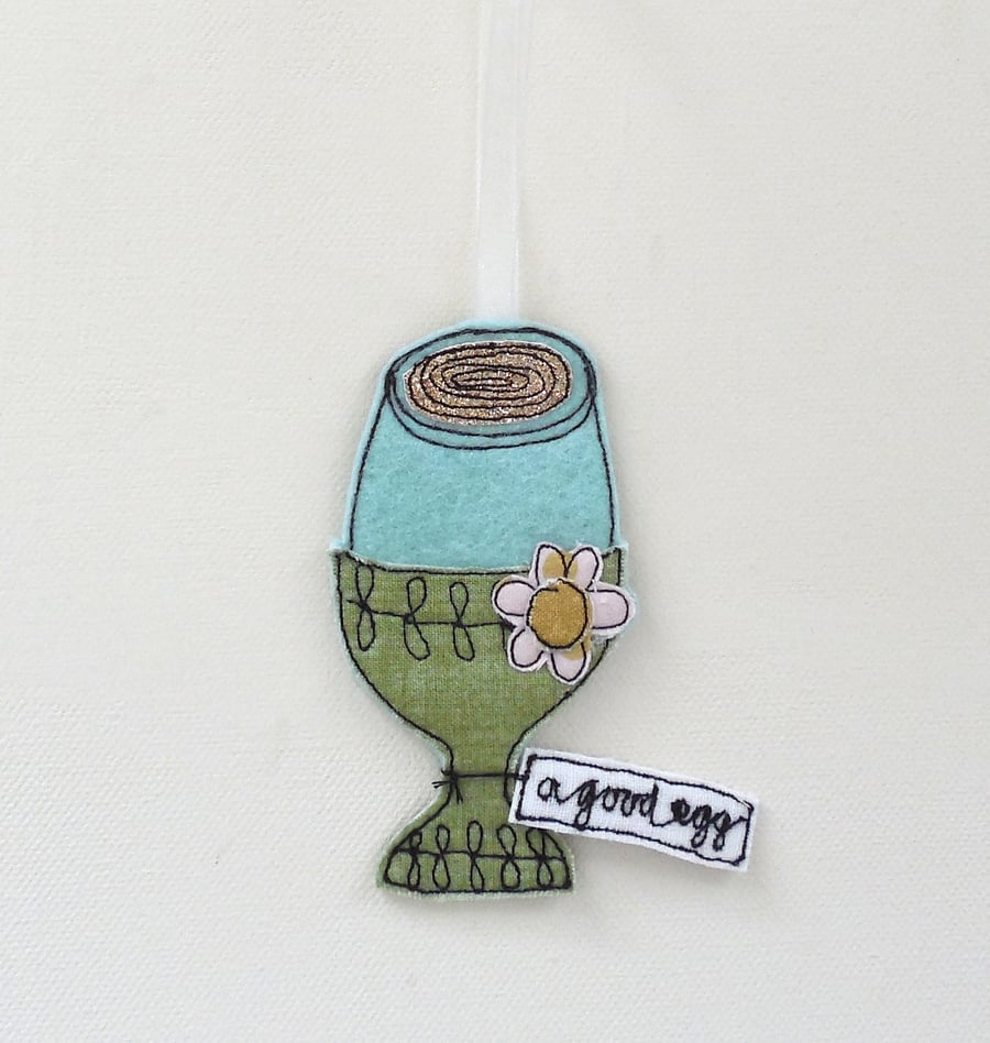 'A Good Egg' Fabric Egg in an EggCup 2