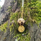 Carved Bodhi bead pendant silver necklace