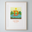 'D I am' personalised initial and name art print 