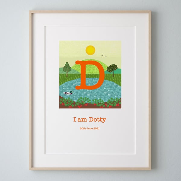 'D I am' personalised initial and name art print 