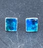 Enamel Studs, blue enamel studs, rectangle blue studs, sea studs, ocean studs,  - Image 6
