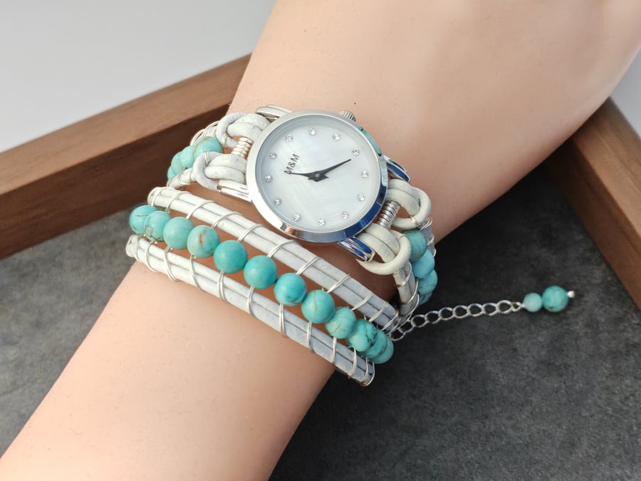 Unique gifts for women Turquoise beads Bracelet Watches Personalized Gifts for h