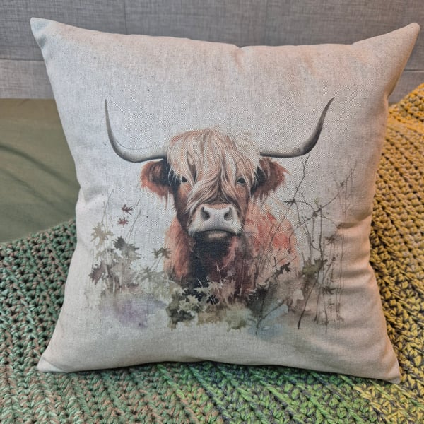 Highland Cow Cushion - Option 1 (6 Designs Available)