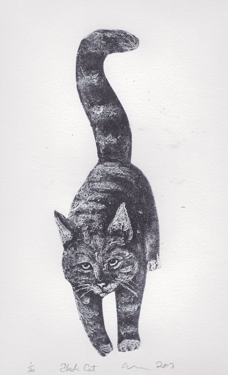 Black Cat Limited Edition Collagraph Print