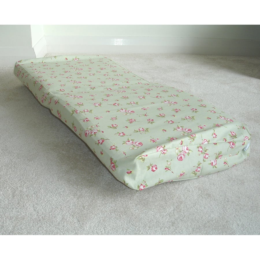 Garden Bench or Window Seat Pad COVER ONLY Roses Pink Green Floral