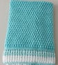 Hand-Crocheted Diamond Texture Baby Blanket - Soft Mint & White Nursery Throw