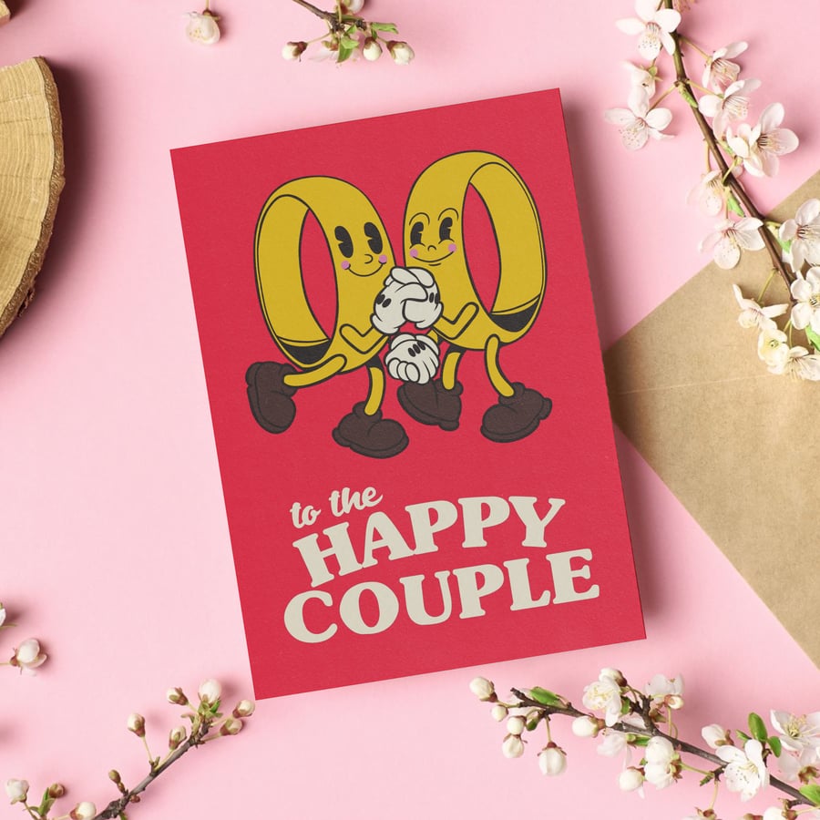 TO THE HAPPY COUPLE - Cute Retro A6 Greeting Card