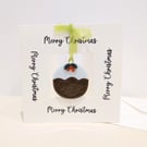 Merry Christmas Card with Detachable Christmas Pudding Decoration