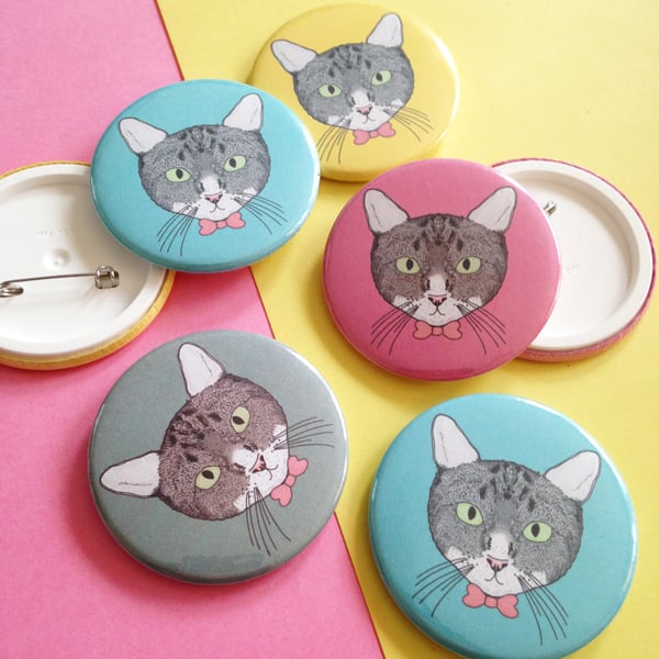 Illustrated Cat Badge