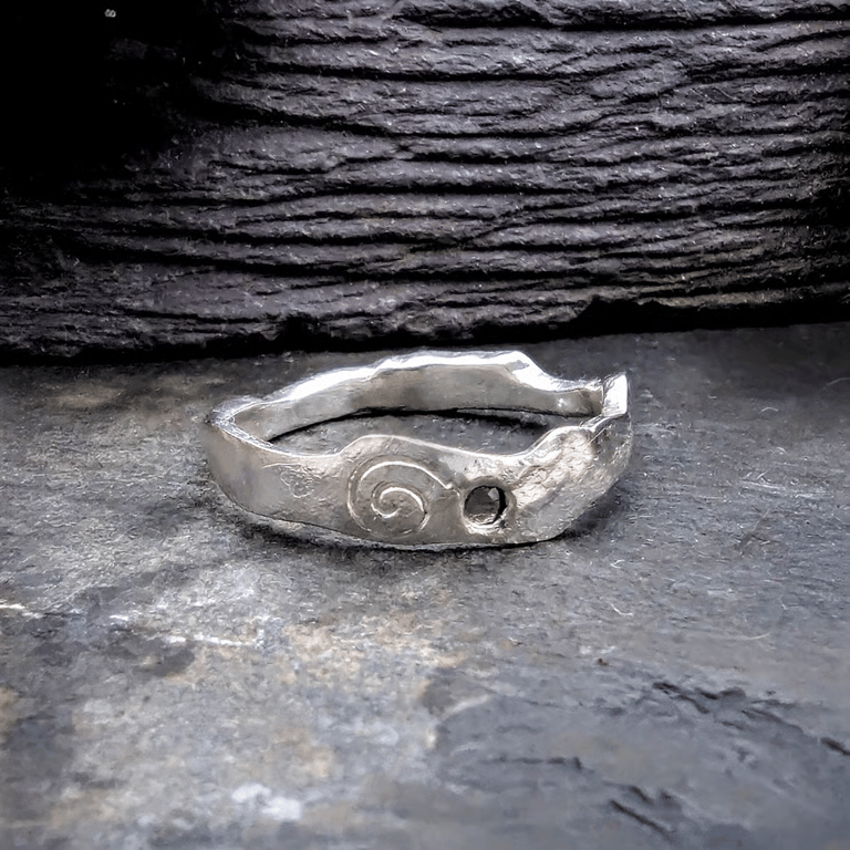 Recycled Sterling Silver Smokey Quartz Landscape Ring