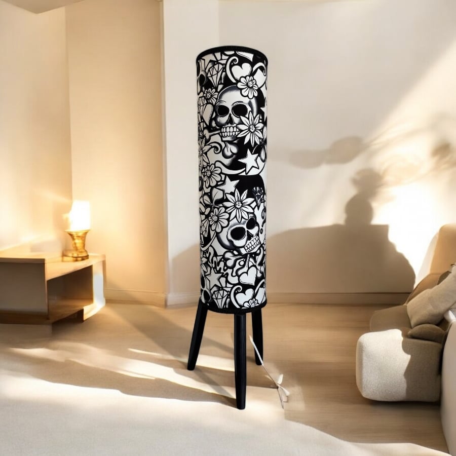Skull and Flowers Floor Lamp - Folksy