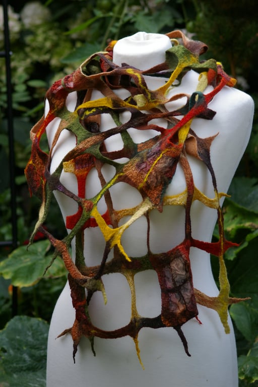 Handmade felted merino wool scarf