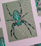 Green Garden Spider Lino Print  - Image 2