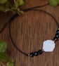 Black Tourmaline and Shell Bracelet – Adjustable Beach Bracelet