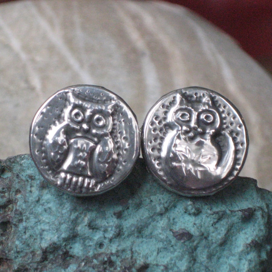  The Owl and the Pussycat Silver Pewter Cufflinks 
