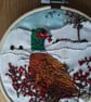 Pheasant,  hand embroidery mixed media indoor winter decoration  - Image 3