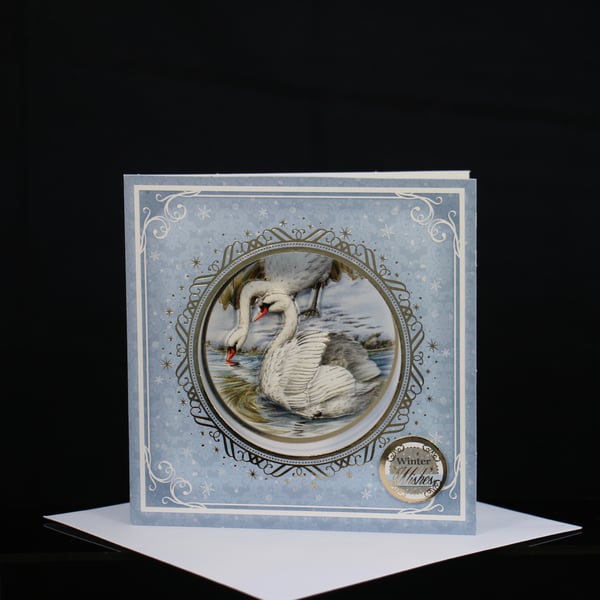 Swans Winter Wishes Christmas card