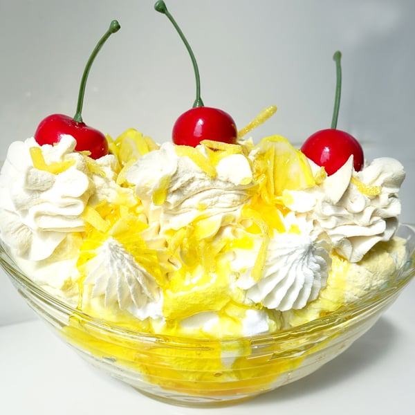 Fake Food Lemon Sherbet Ice Cream Sundae - Kitchen Kitsch Display Props