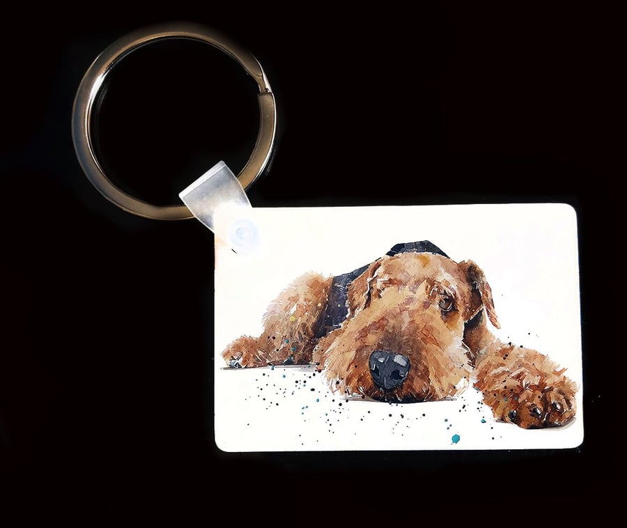 Airedale Terrier Keyrings (Assorted) .Airedale Art Keyring,Airedale Dog Keyring,