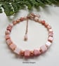 'A'A Grade Puruvian Pink Opal Rose Gold Vermeil  Sterling Silver Bracelet