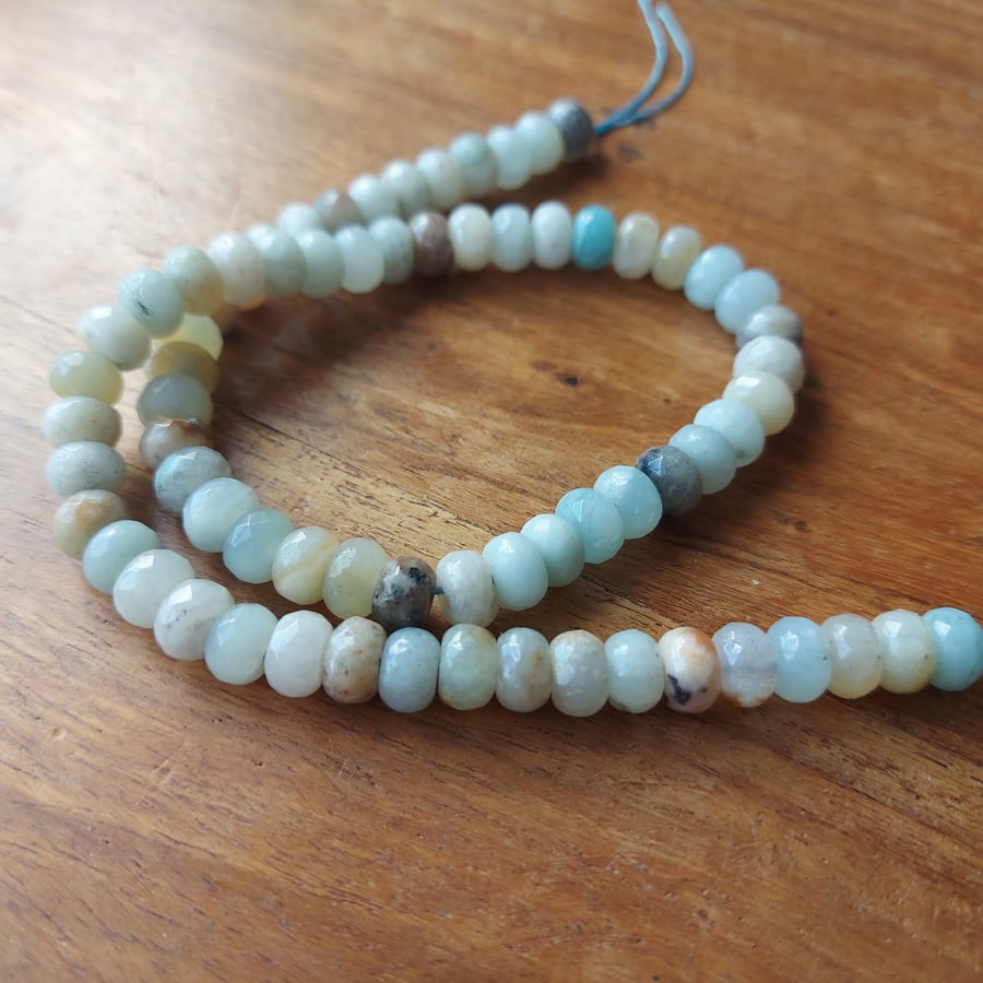 Amazonite Faceted Rondelles 8 x 5mm 15" Strand