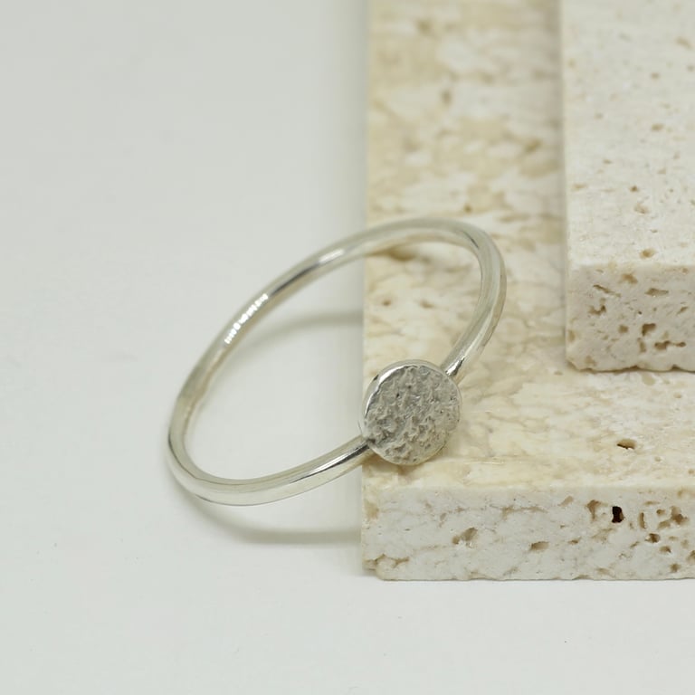 Echo Ring - Textured Sterling Silver Ring - Contemporary stacking ring