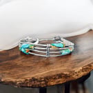 Sterling Silver Bangle - Imperial Jasper Beads - Gift Boxed