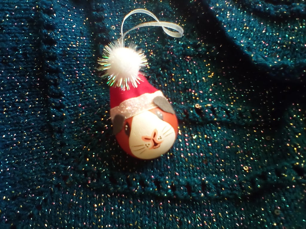 Guinea Pig Christmas Bauble Hanging Decoration x1