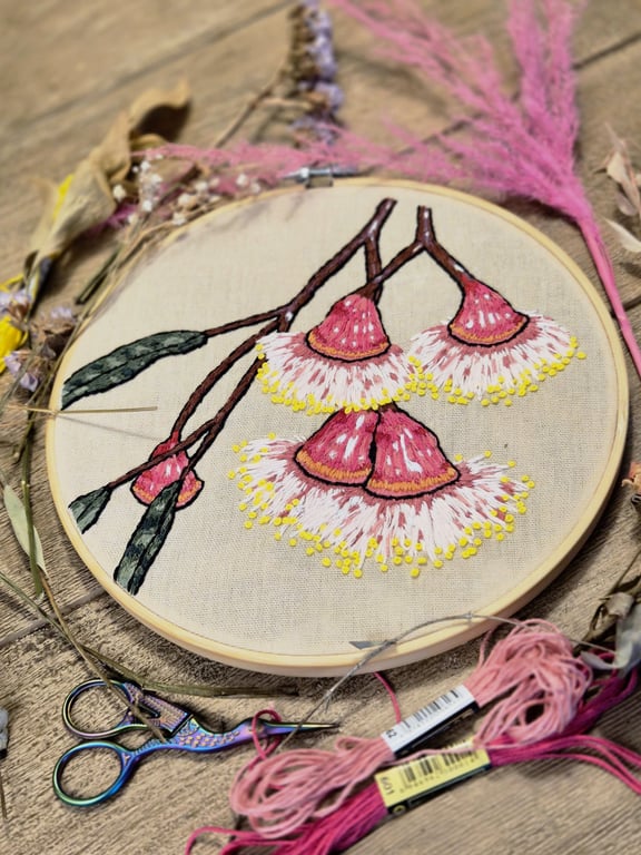 DIY Embroidery Kit: Silver Princess Eucalyptus Australian Floral Design