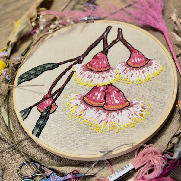 DIY Embroidery Kit: Silver Princess Eucalyptus Australian Floral Design