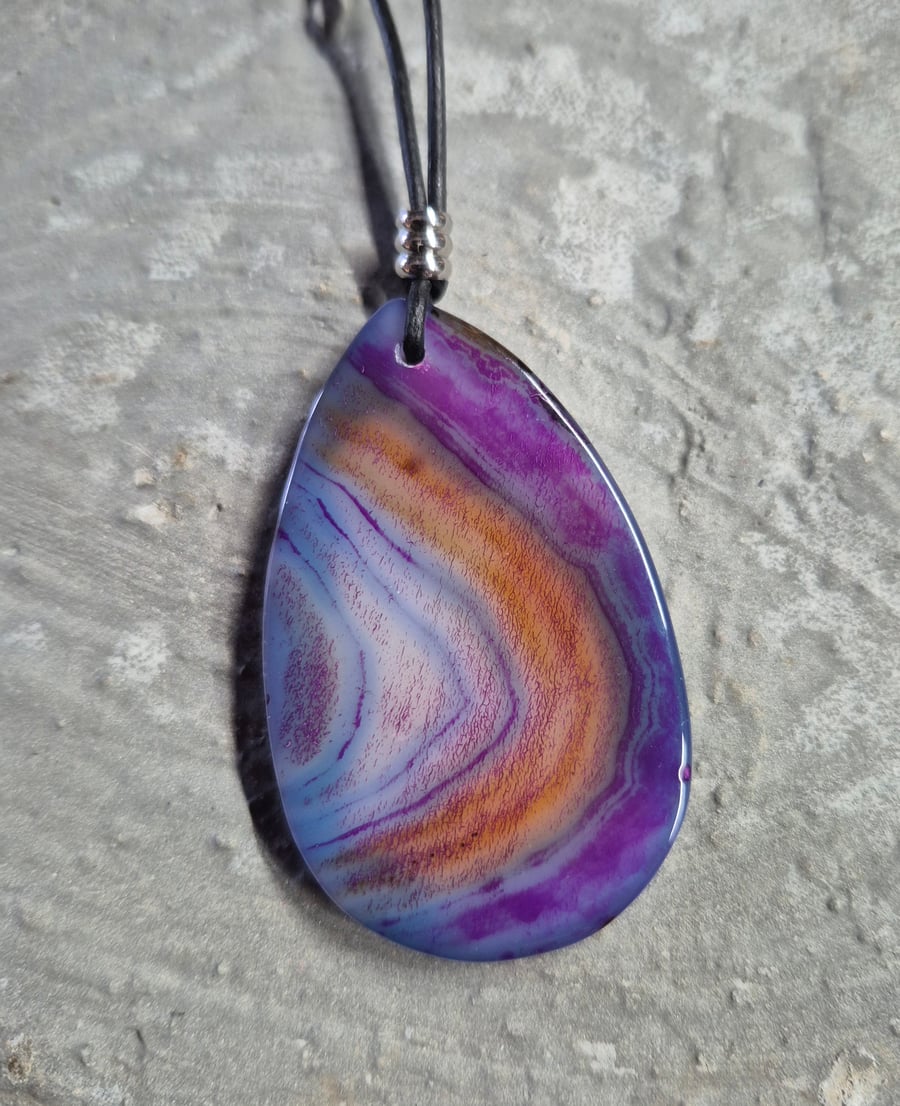 Purple Onyx Agate Teardrop Pendant