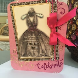 Little black dress celebrate sparkly birthday card