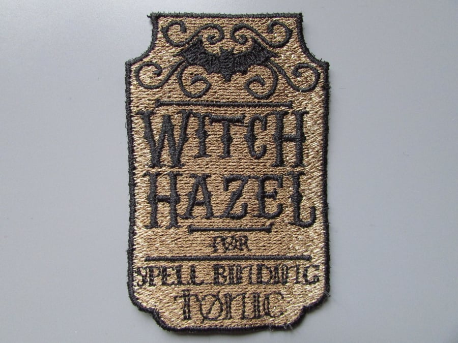 Witch Hazel Apothecary Label Embroidered Patch Applique