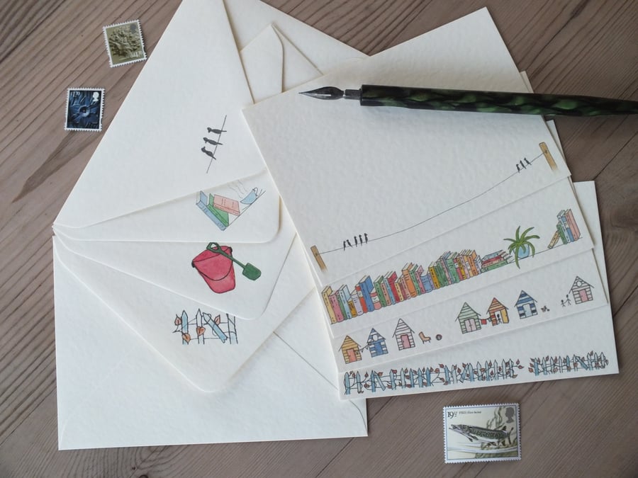 Mixed Set of Correspondence Cards with Original Watercolour Designs