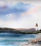 Rubha nan Gall lighthouse, Original Watercolour Painting.