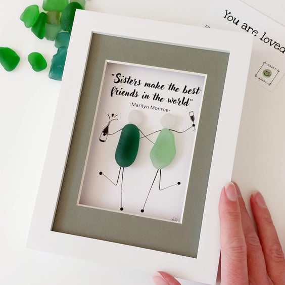 Sister Sea Glass Artwork - Marilyn Monroe Quote - Unique Gift for Sister or Twin