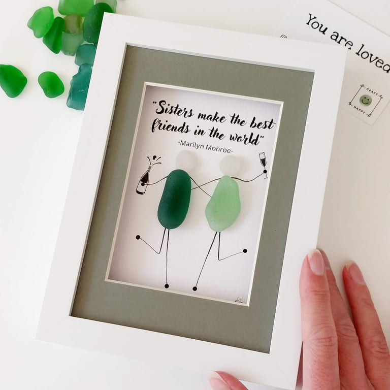 Sister Sea Glass Artwork - Marilyn Monroe Quote - Unique Gift for Sister or Twin