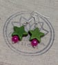 Green howlite stars and pink agate silver plated earrings  - Image 7