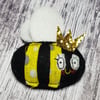 Queen Bee in Felt with Gold Glitter Crown, filled with Lavender 