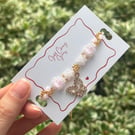 Delicate Pink Daisy Bracelet - Butterfly Charm - Fairycore Jewellery