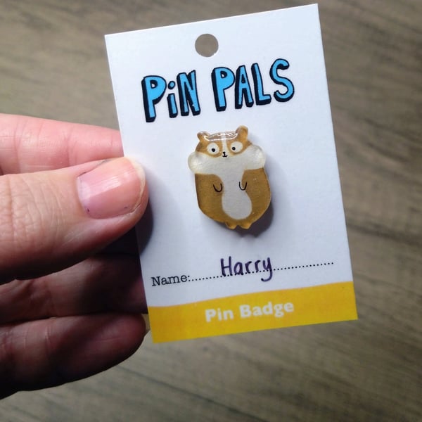 Harry hamster pin badge