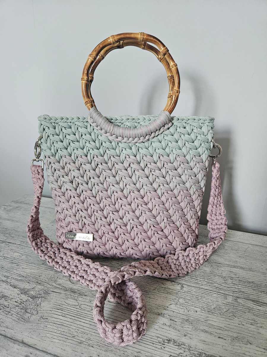 Bamboo Handle Crochet Bag