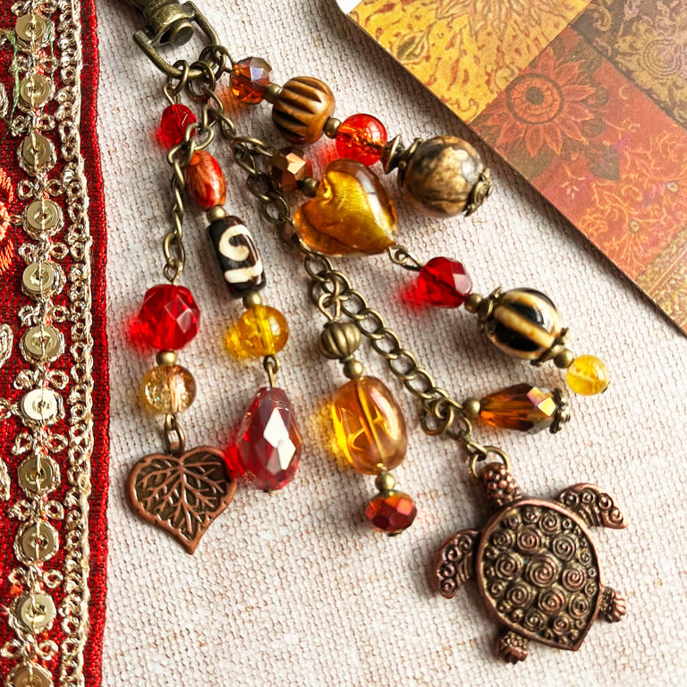 Bag charm, turtle charm, gift for turtle lover, boho handbag charm